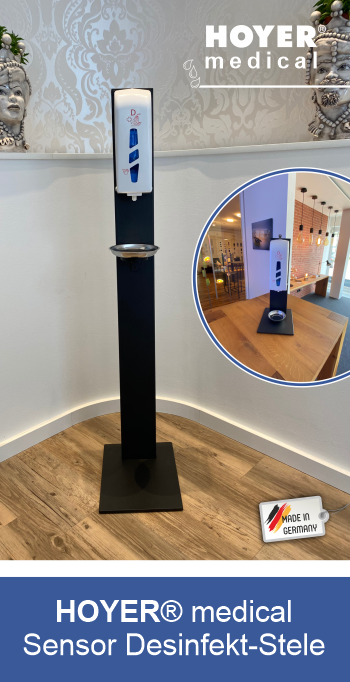 HOYER®medical - Sensor Hände Desinfektionssäule - Sensor Desinfekt-Stele - Sensor Kompakt Desinfekt-Stele